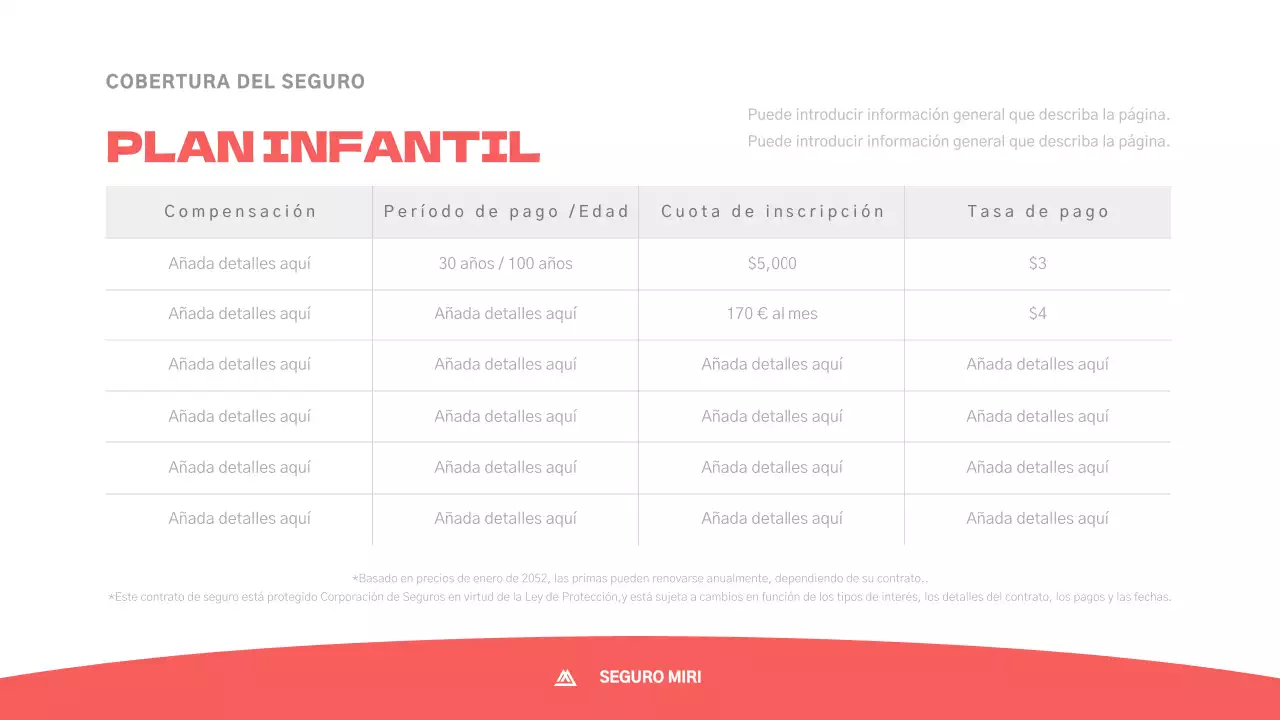 Simpática propuesta de seguro infantil en rosa