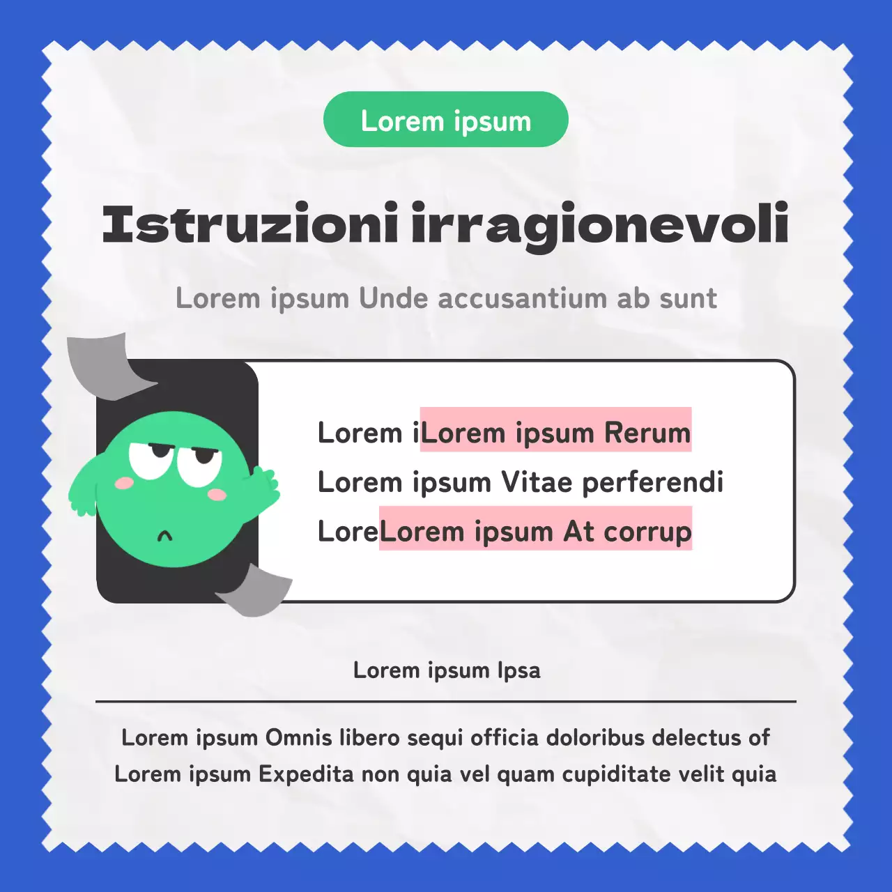 Un'illustrazione kitsch blu e verde introduce il vero tipo di collega