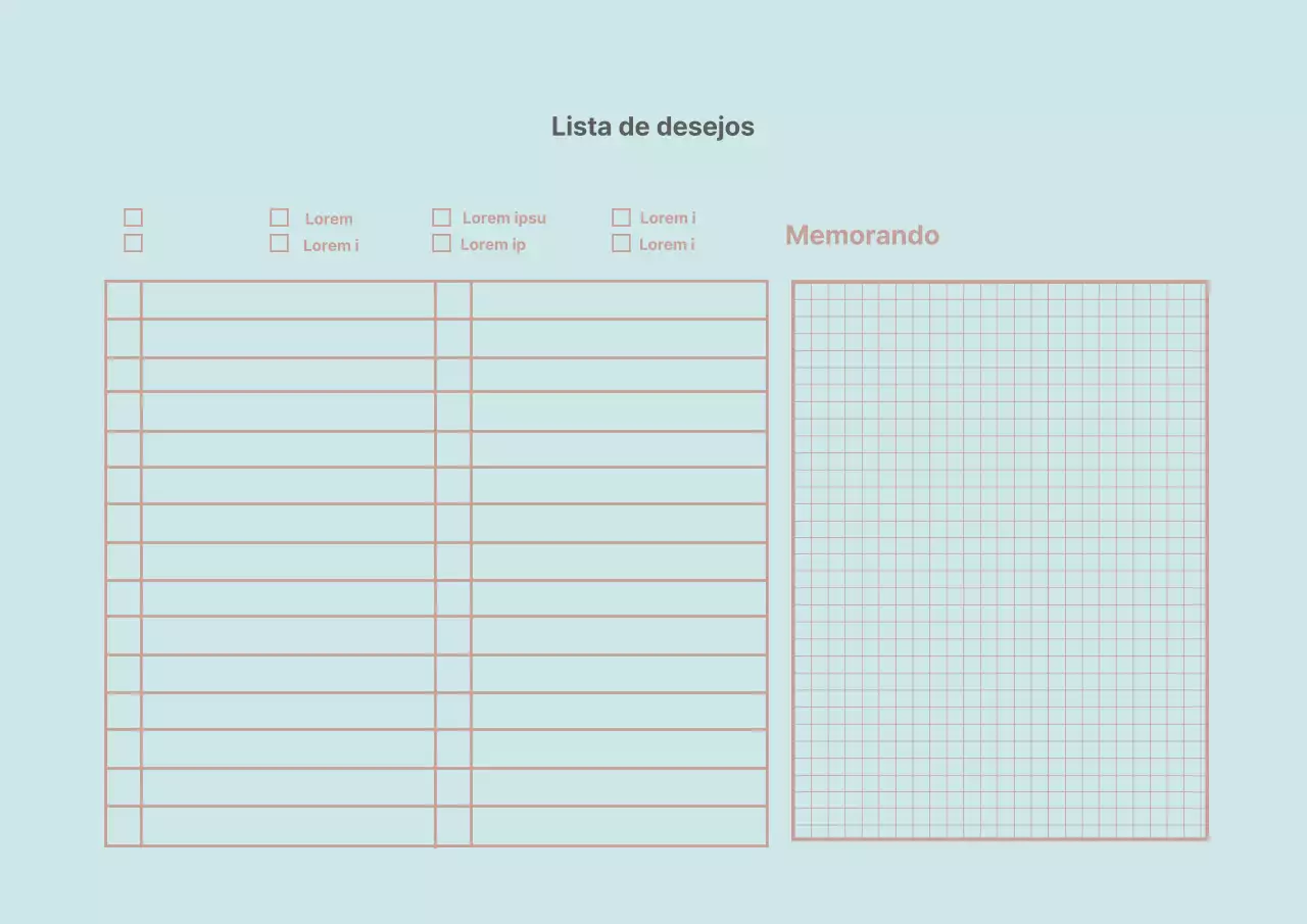 Lista de desejos simples da Mint Lines