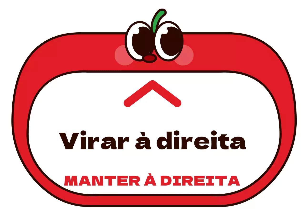 Instruções para o direito de passagem de uma bonita personagem de maçã vermelha e preta