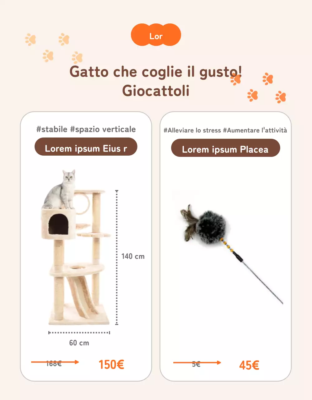 Una simpatica e ordinata vendita di gatti arancioni in un centro commerciale