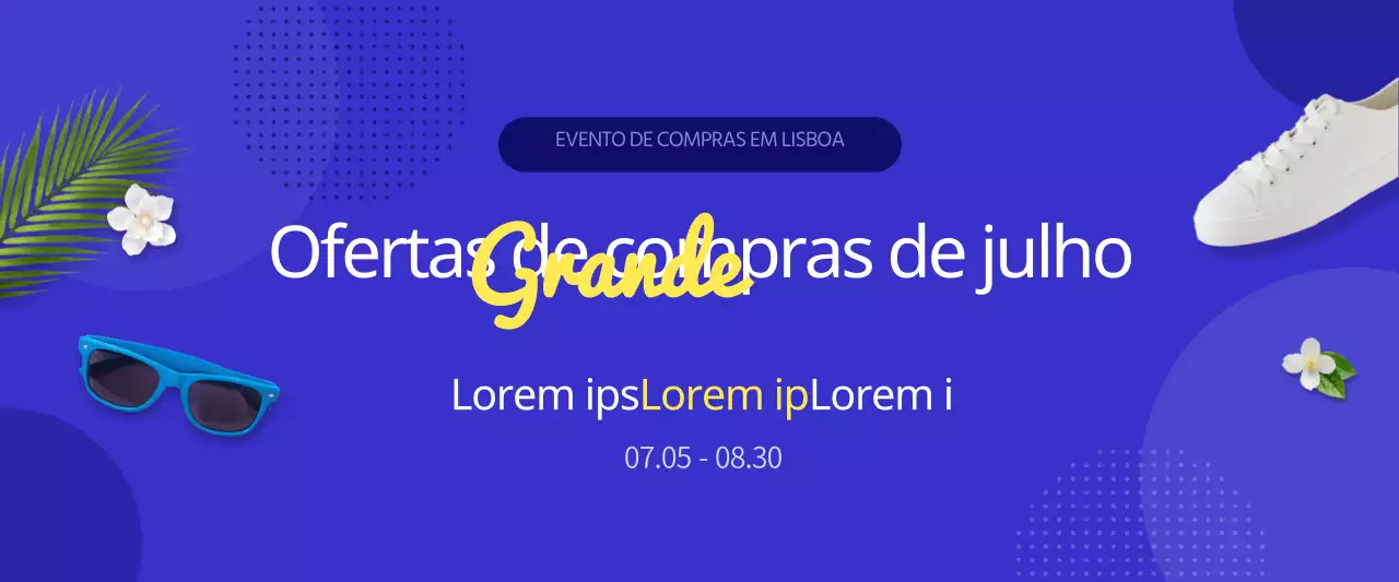 Promova o seu evento de compras de verão com um simples conceito azul