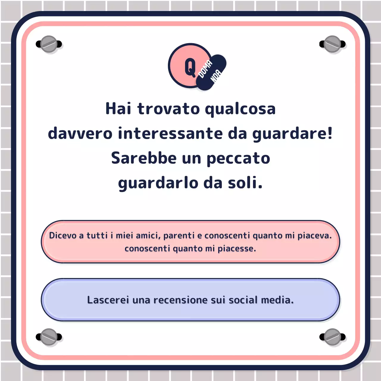 Semplice test a quiz guidato da testo in rosa malva navy