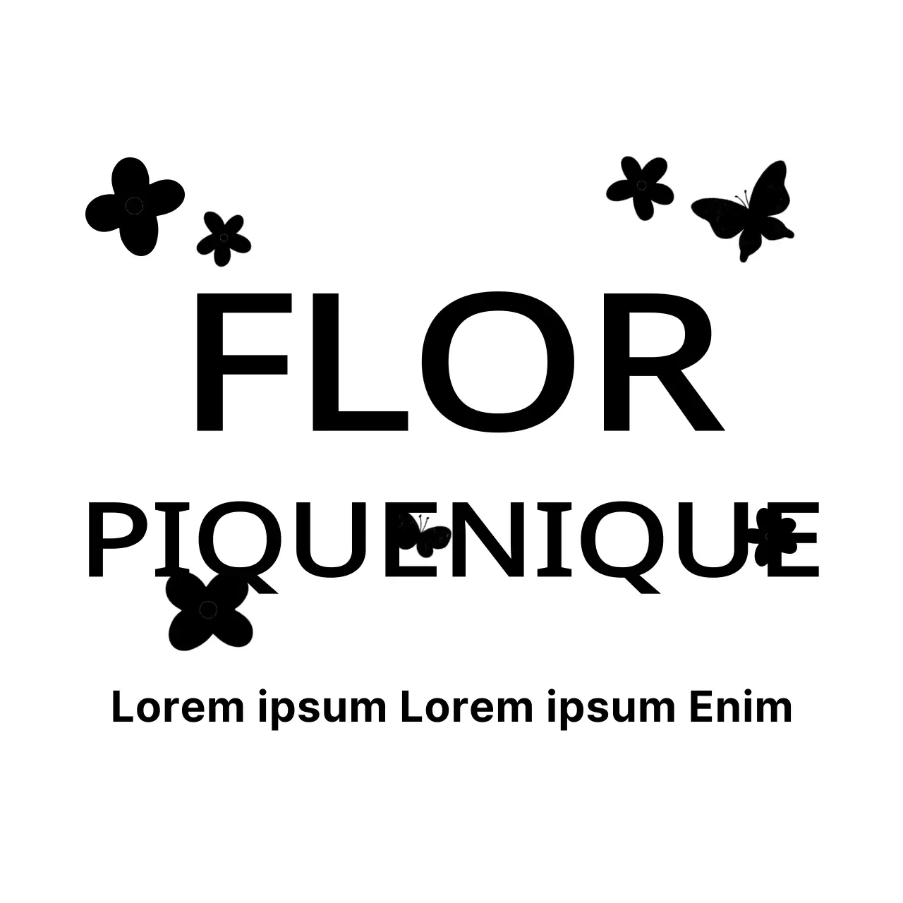 Ilustração de flor simples e gira e estilo de layout de combinação de texto para promover um festival de piquenique