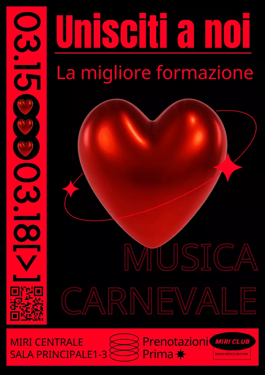 Pubblicità tridimensionale di club trendy e alla moda in rosso e nero