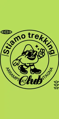 Un personaggio di montagna semplice e alla moda, in chartreuse e nero, con uno stile di logo emblematico per scopi promozionali e divulgativi.
