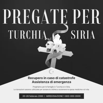 Guida all'assistenza di emergenza per il recupero dei danni da calamità con croce evidenziata su sfondo in scala di grigi