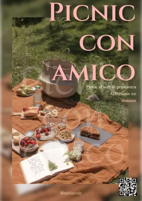 Promuovere il noleggio di picnic vintage in rosa e giallo