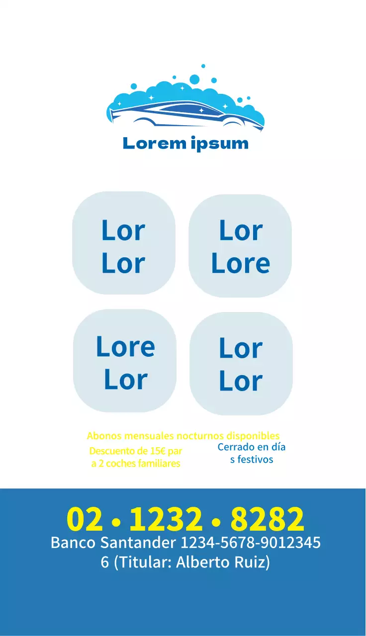 Ilustración azul Promoción de un lavado de coches limpio en un centro de automoción