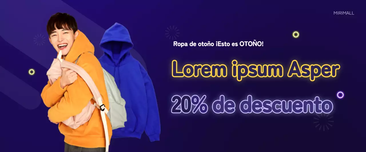 Concepto de promoción de ropa en amarillo neón y azul