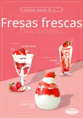 Promociona tu tienda de yogures de fresa roja y rosa