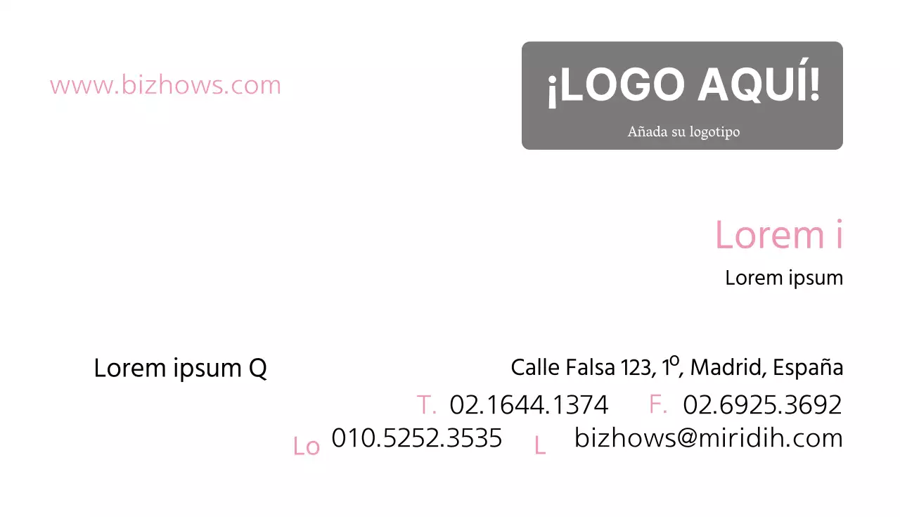 Tarjeta de visita simpleBlanco