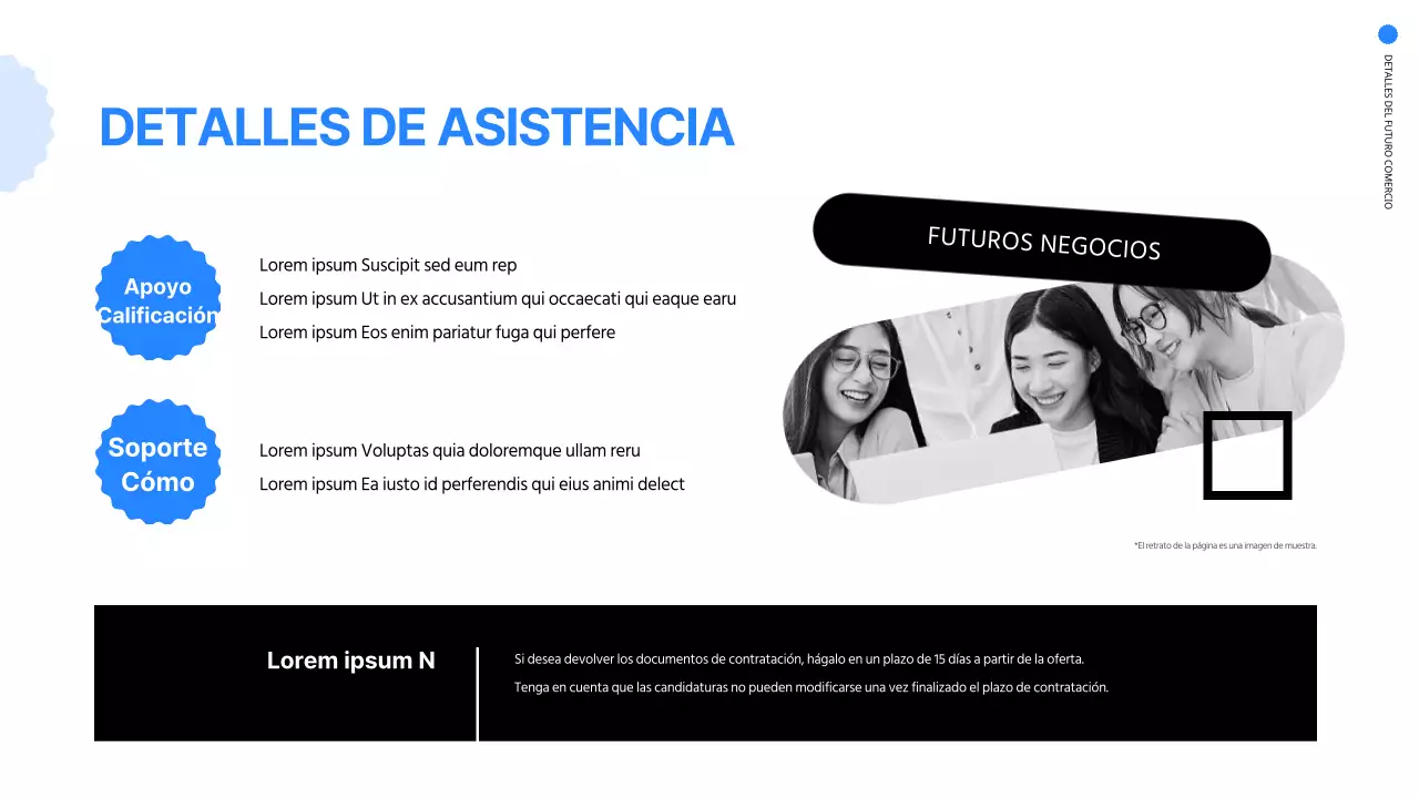 Presentación sencilla de una feria de empleo en línea en azul y blanco