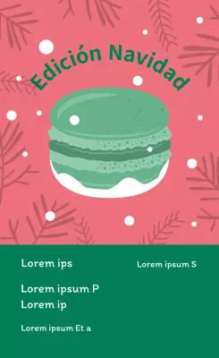 Rosa verde ilustración lindo navidad café postre macaron etiqueta