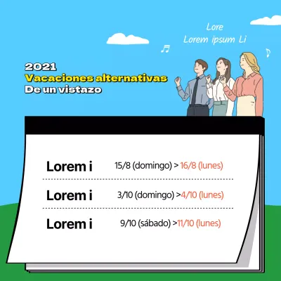 Las vacaciones alternas de un vistazo con ilustraciones en amarillo y negro resaltadas en el bloc de notas