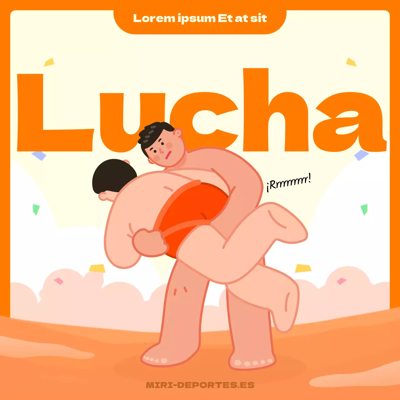 Sobre el concepto de lucha libre ilustrado en naranja