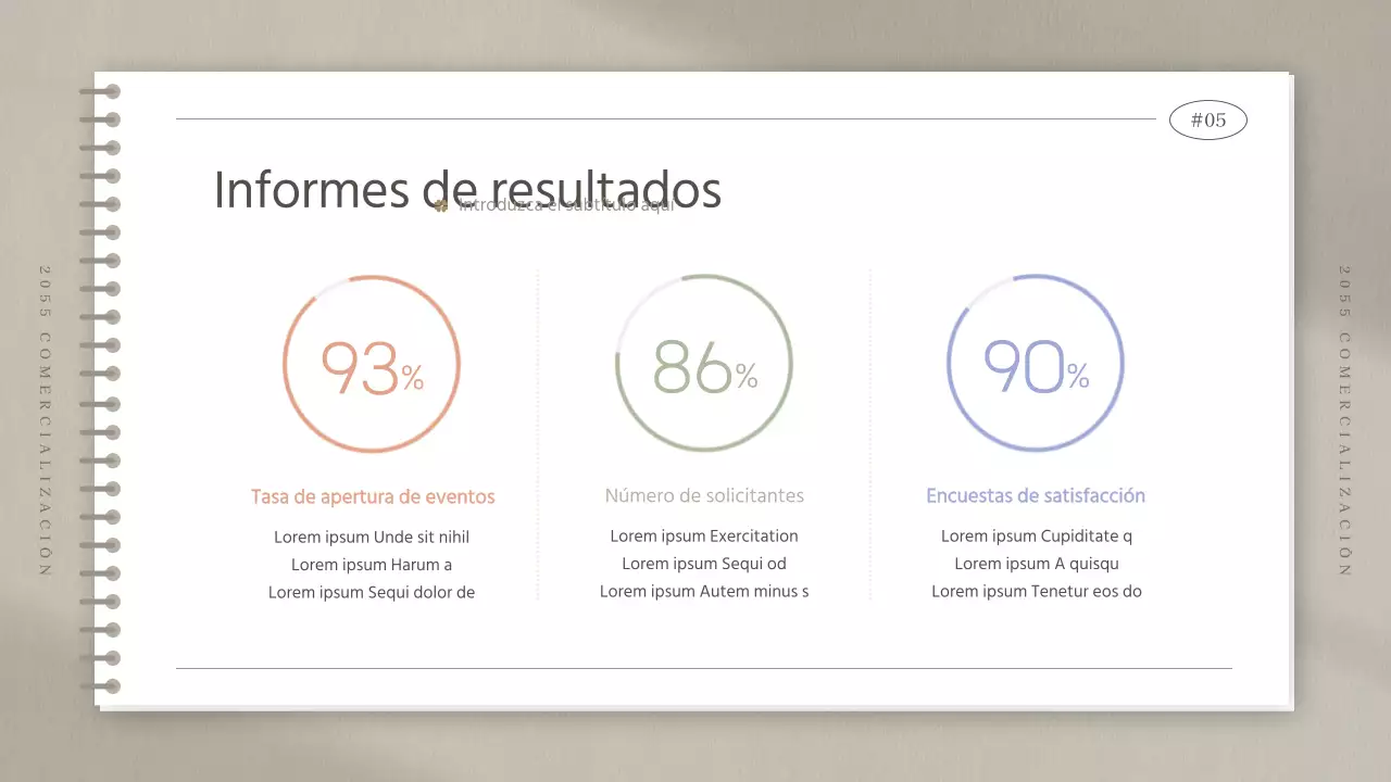 Actas de reuniones de estudios de marketing en forma de cuaderno beige sencillo