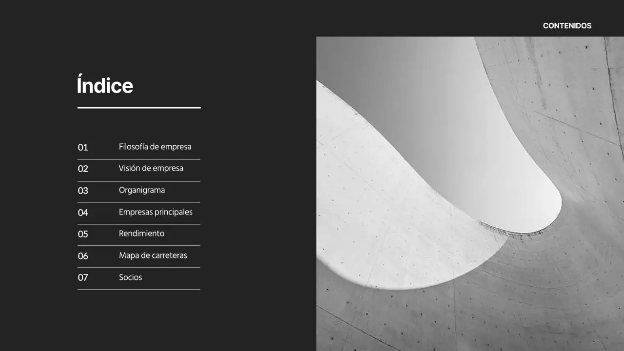 Un sencillo perfil de empresa en blanco y negro