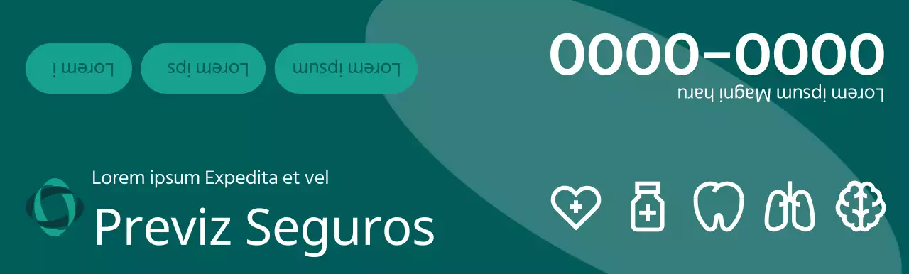 Una pieza promocional de una compañía de seguros con ilustraciones en 3D de tonos oscuros e iconos de salud.