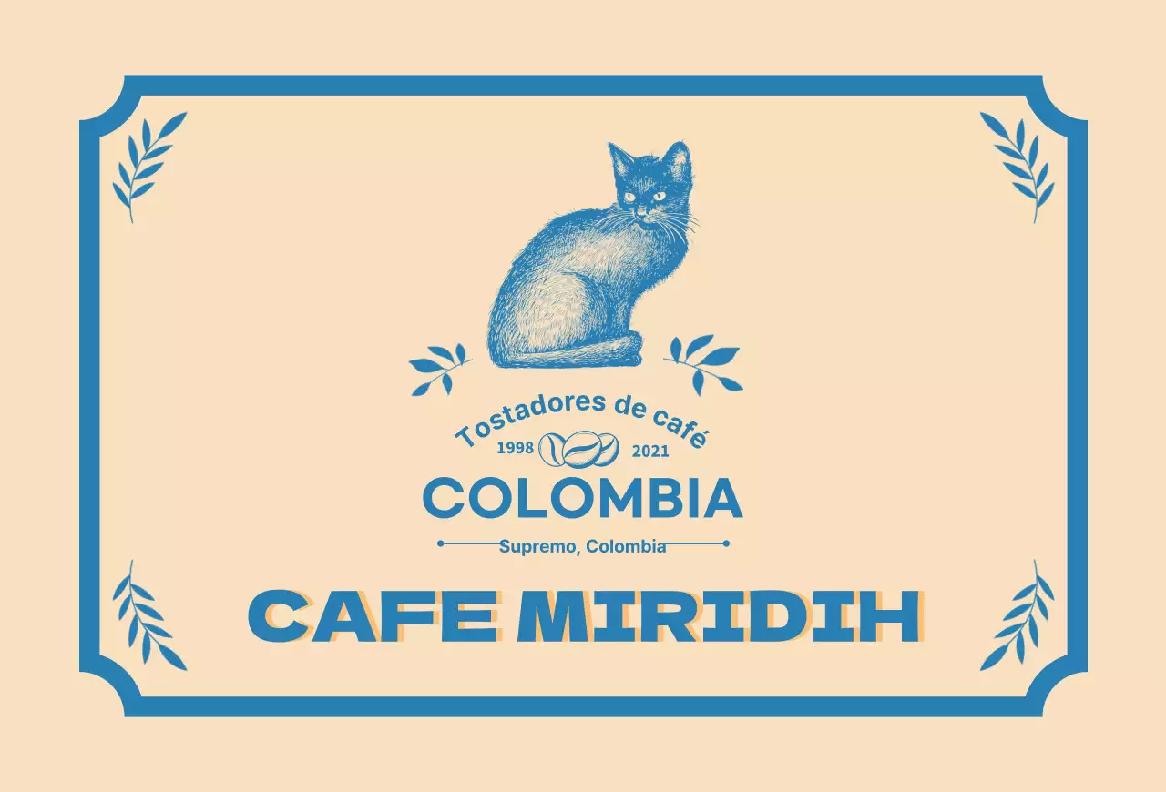 Guía de marcas y granos de café con diseño tipográfico en beige y azul2
