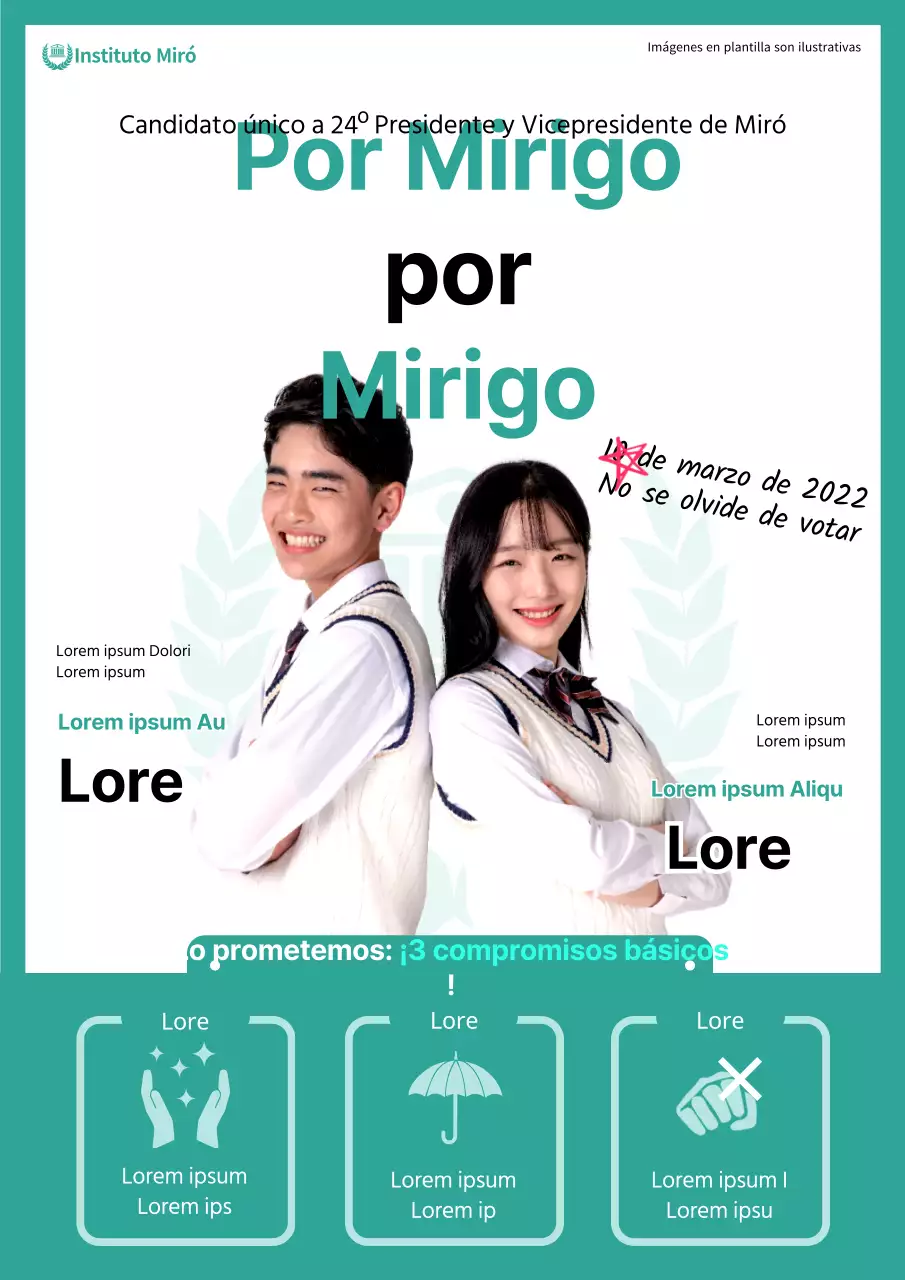 Cartel de las elecciones presidenciales en color menta