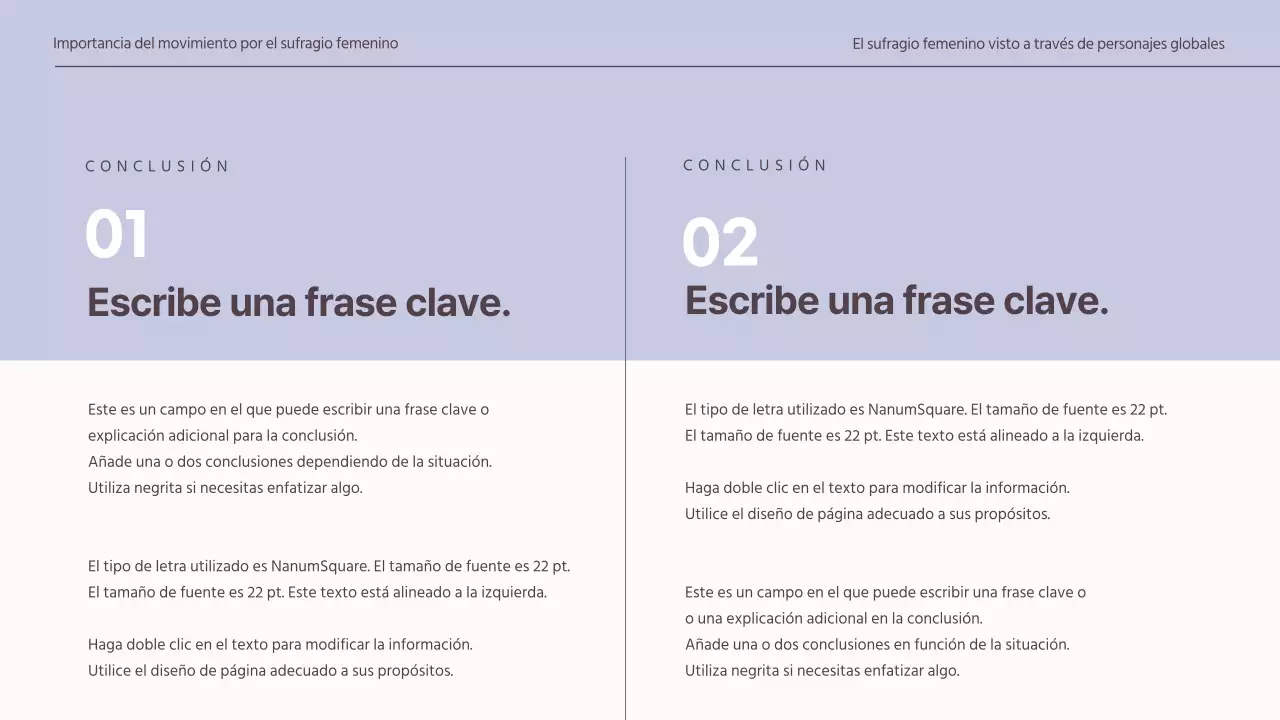  Presentación de un concepto atenuado para una tarea global sobre el sufragio femenino