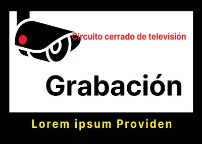 Señal de advertencia de circuito cerrado de televisión en papel transparente