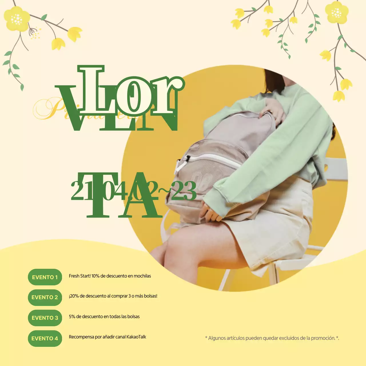 Yellow Green Photo Highlight Neat Spring Bags Promueva un evento de venta