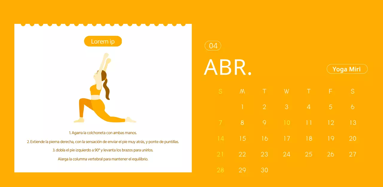 Calendarios naranjas para regalar cuando promocione su estudio de yoga