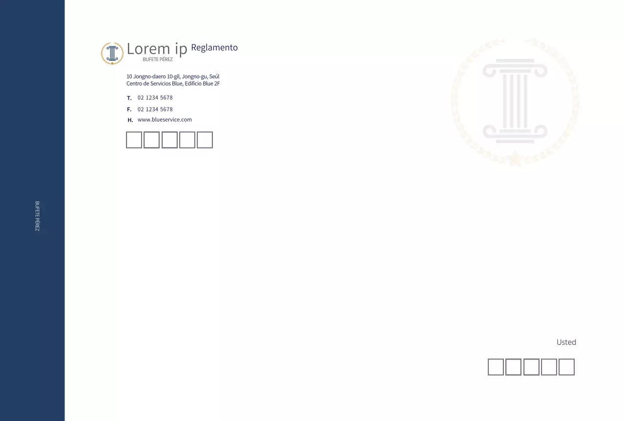 Bufete de abogados moderno en azul marino