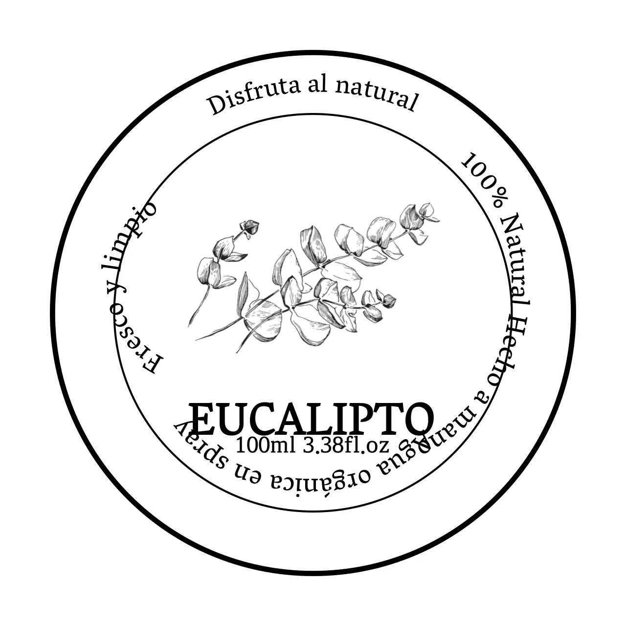 Etiquetas desinfectantes de manos de eucalipto