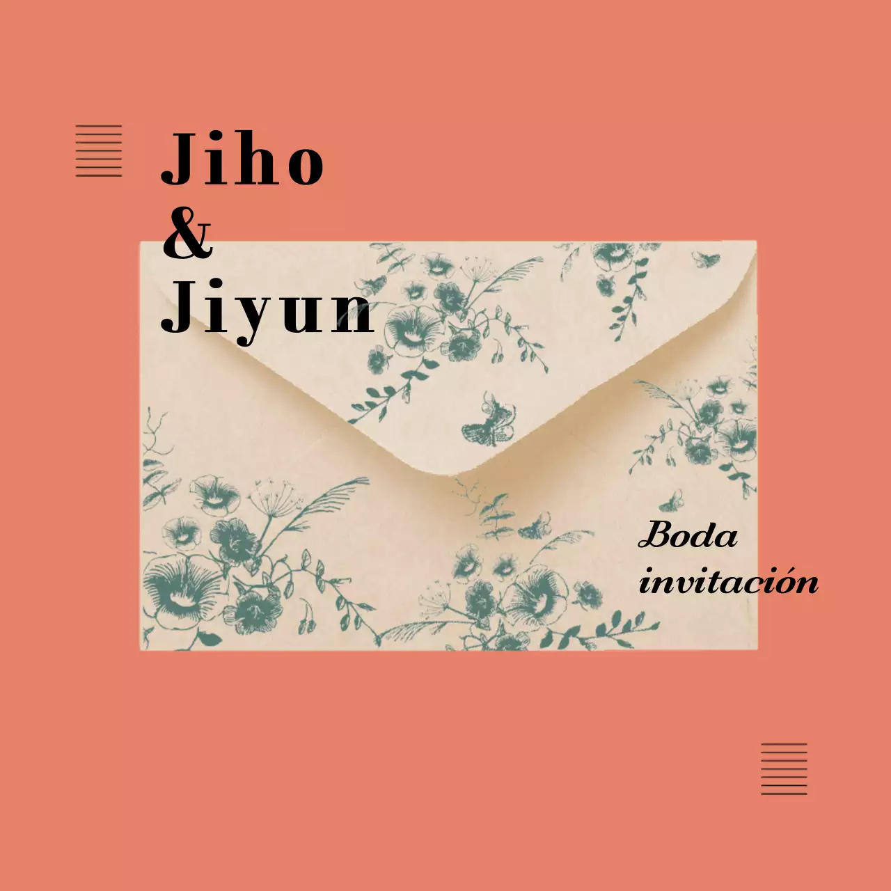 Invitación de boda naranja, invitación en formato CardNews