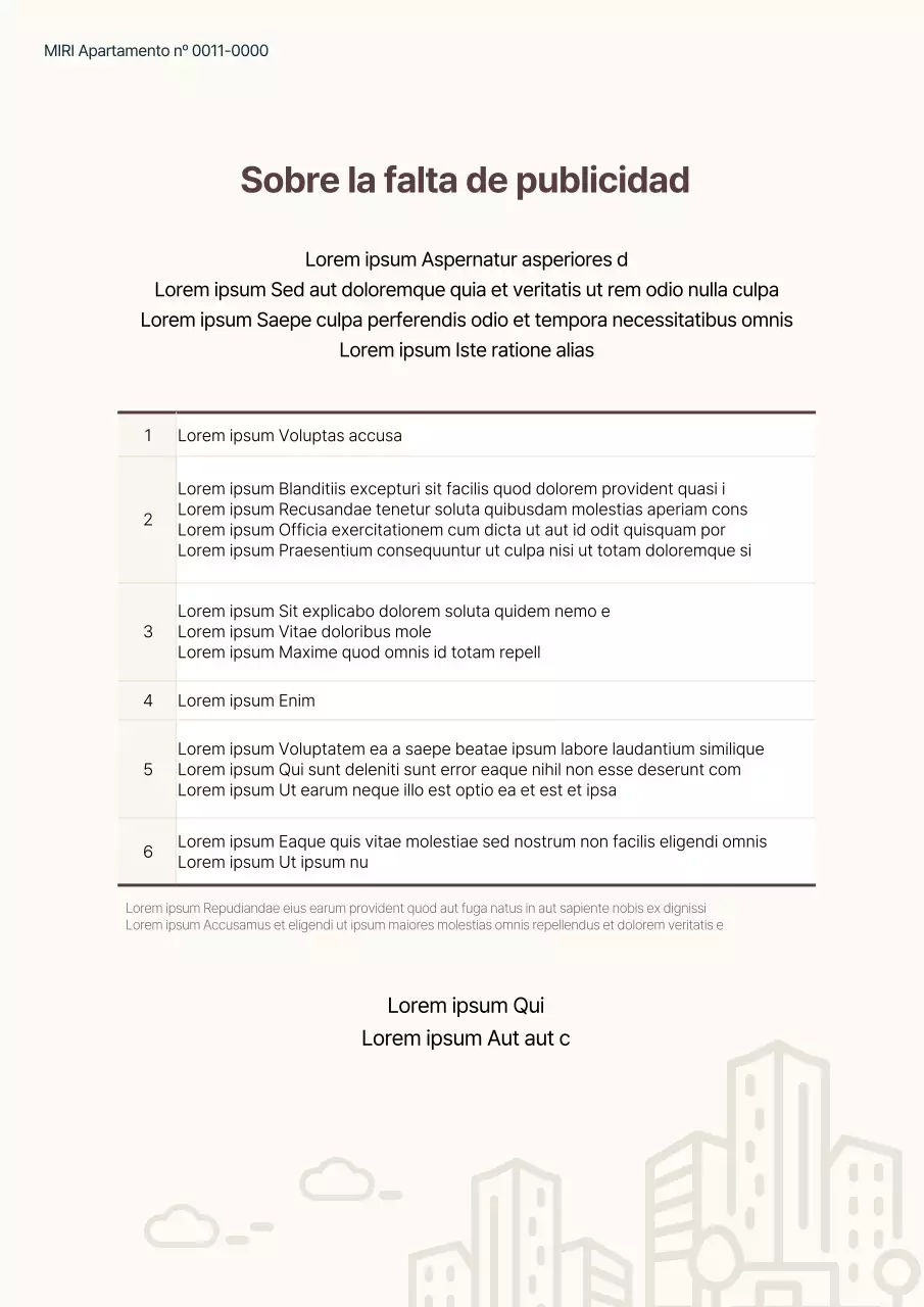 Información sobre la prohibición de publicidad en pisos de color marfil