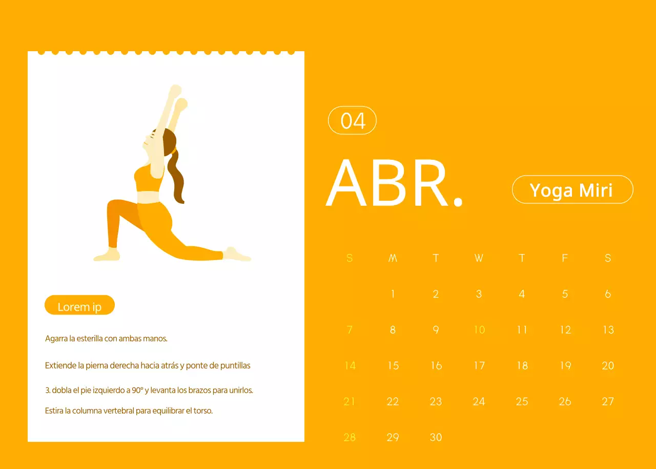 Calendarios naranjas para regalar cuando promocione su estudio de yoga