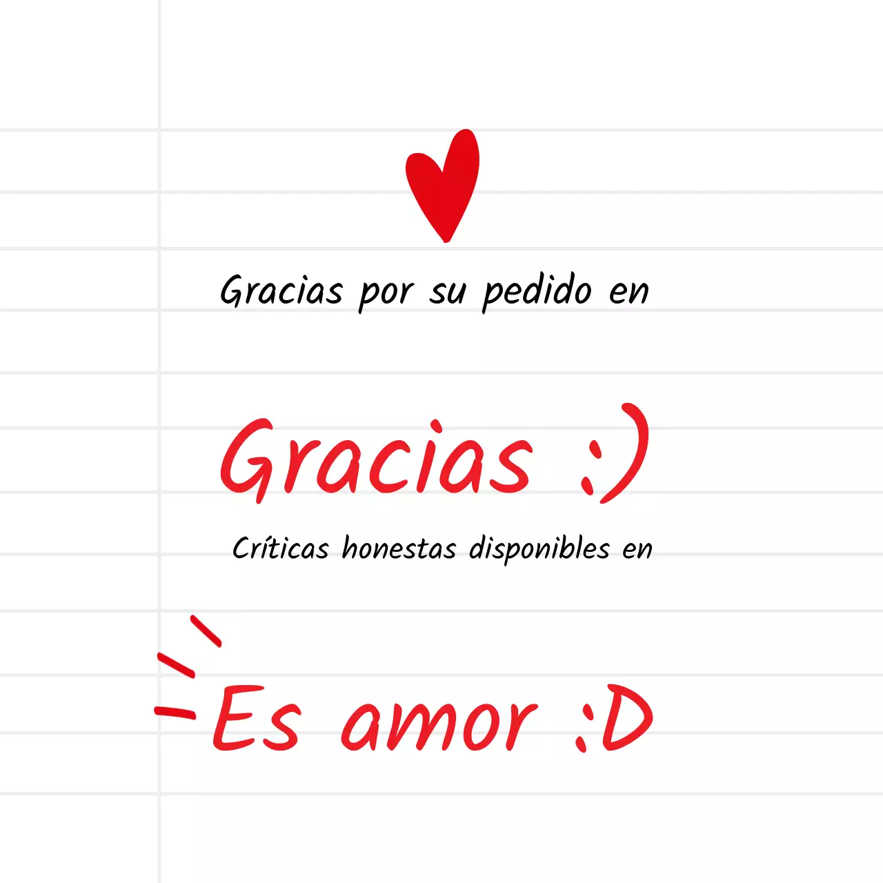 Mensaje de agradecimiento por la entrega