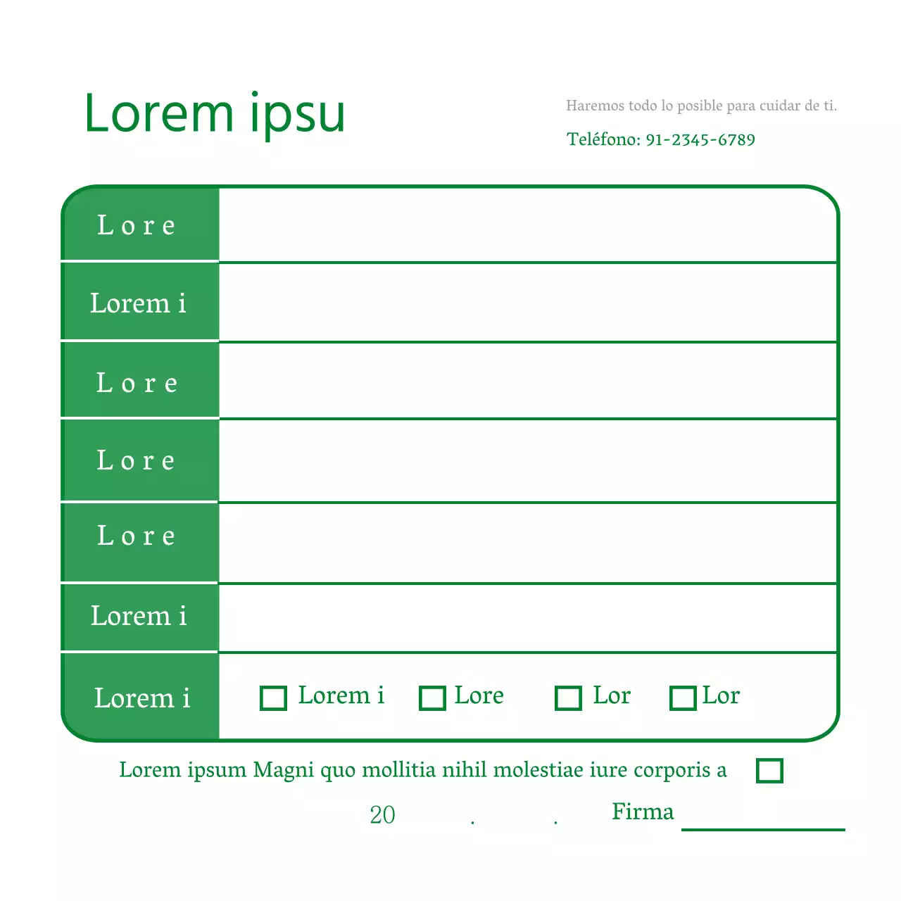 Recepcionista del Hospital Green Simple