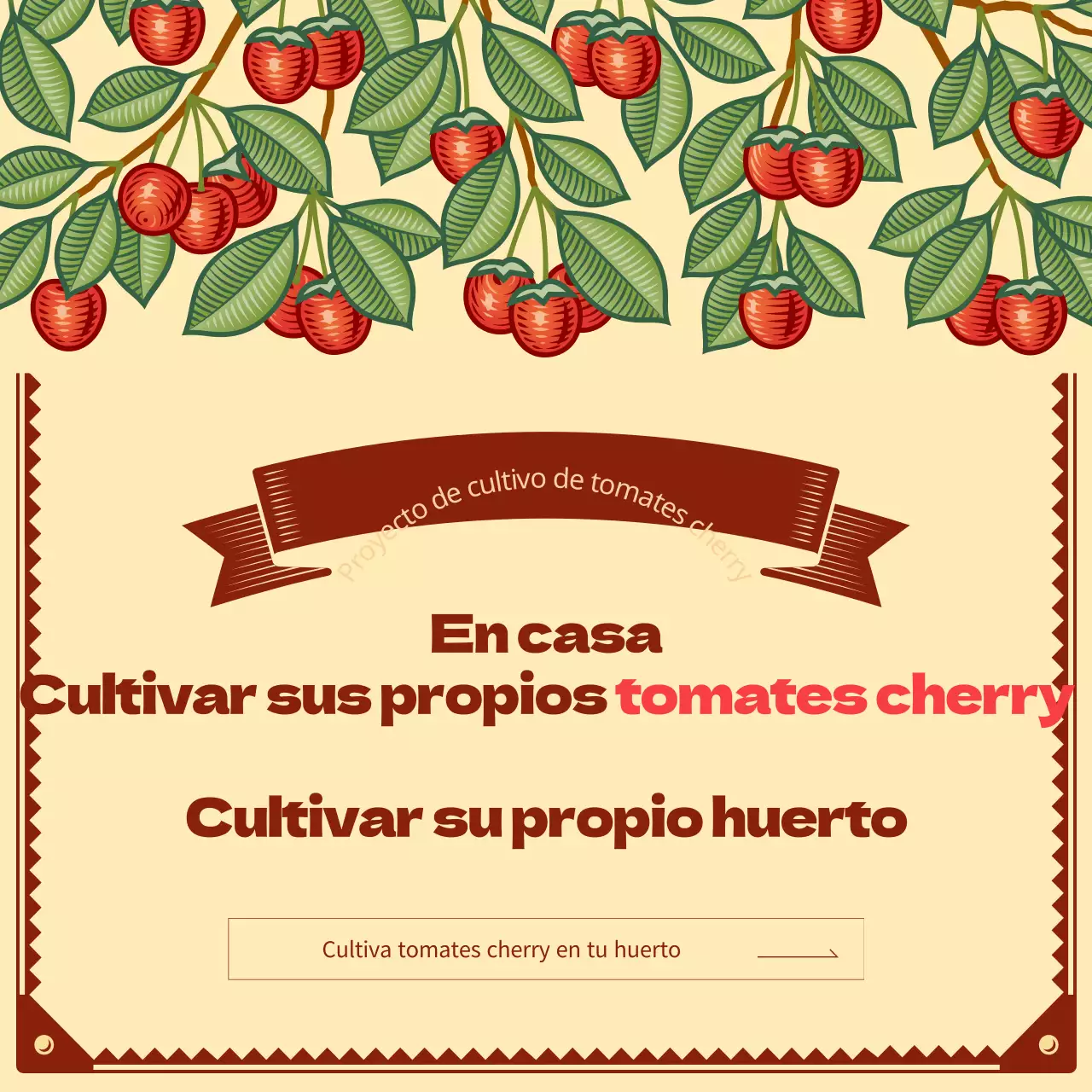 Crea tu propio huerto de tomates cherry con un concepto ilustrado vintage Proyecto de plantación de plantones