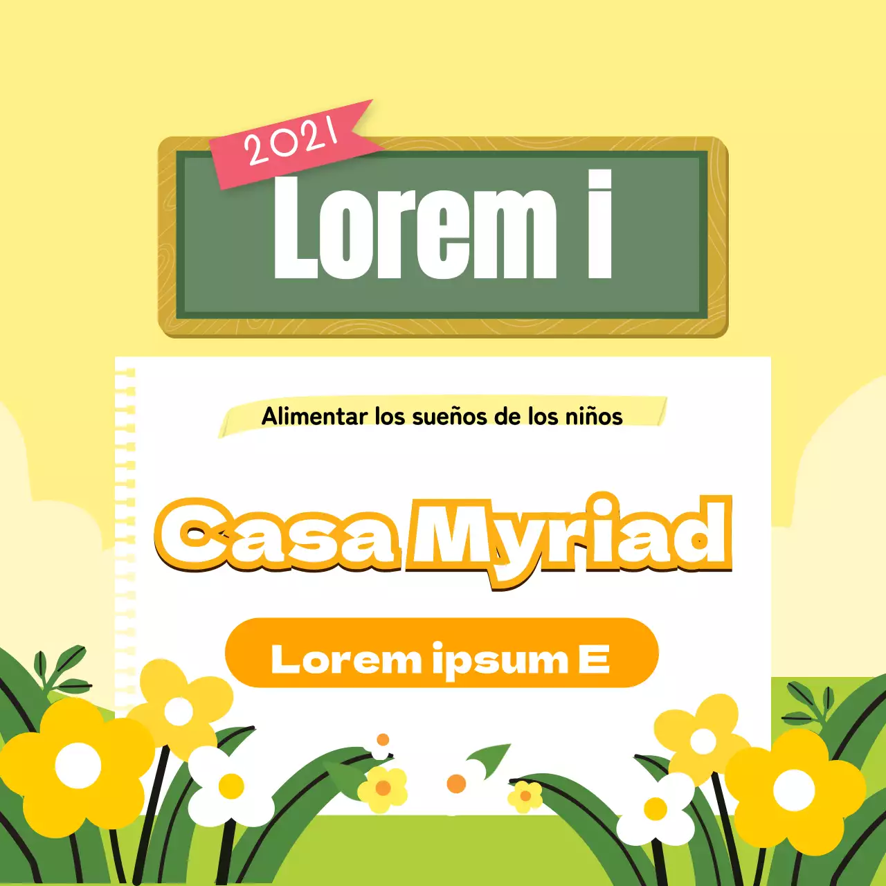 Amarillo ilustración lindo preescolar reclutamiento jardín de infantes promoción