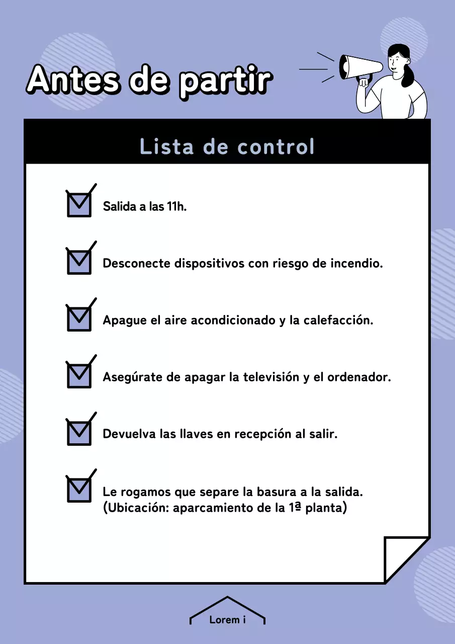 Lista de control previa a la salida