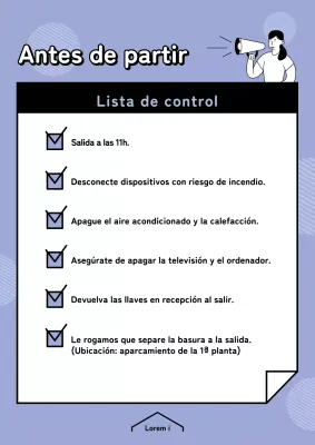 Lista de control previa a la salida