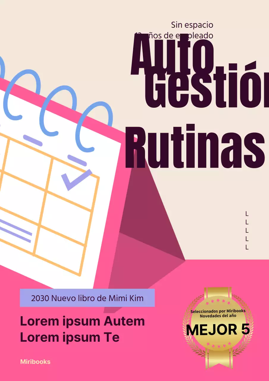 Un libro de autoayuda con un concepto de agenda rosa y beige