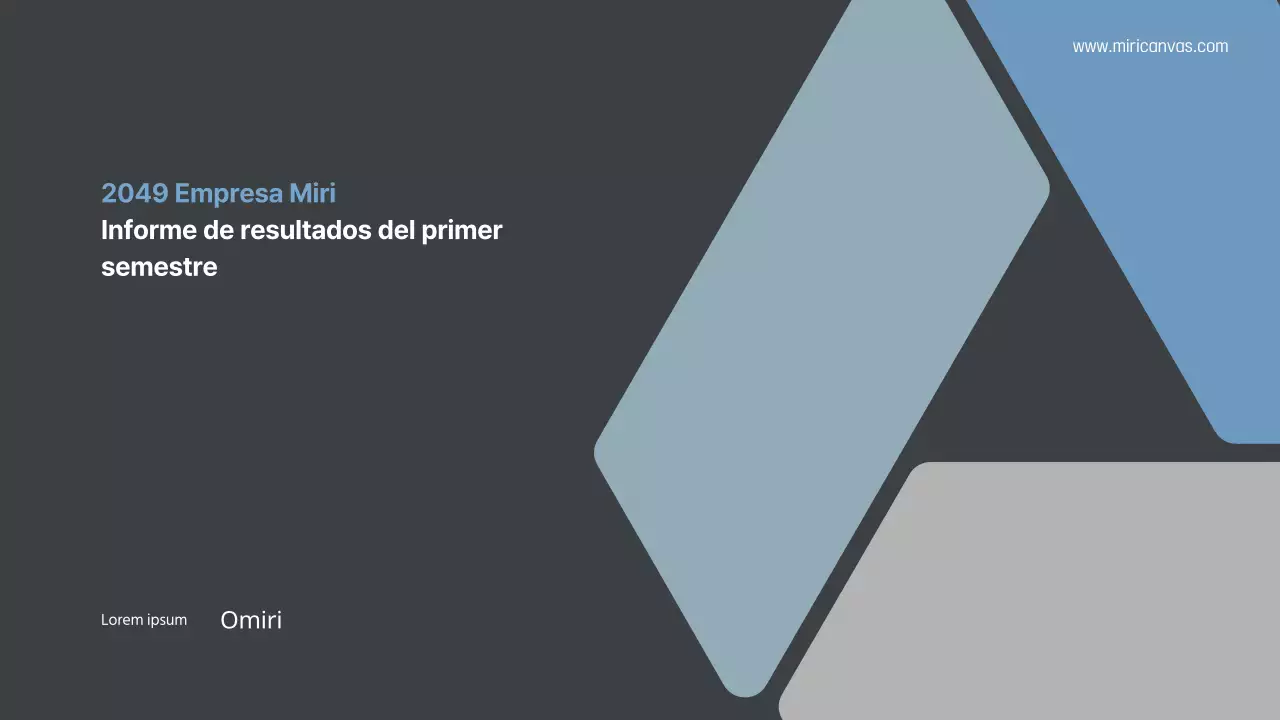 Anuncios grises y azules de resultados empresariales del primer semestre
