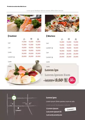 Anuncios de menú con fotos de comida morena