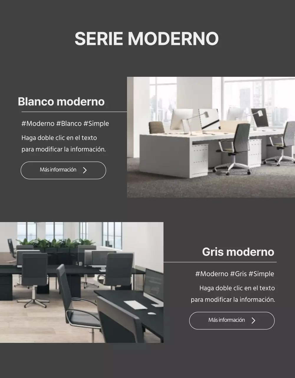 Detalles del mobiliario de oficina de estilo moderno