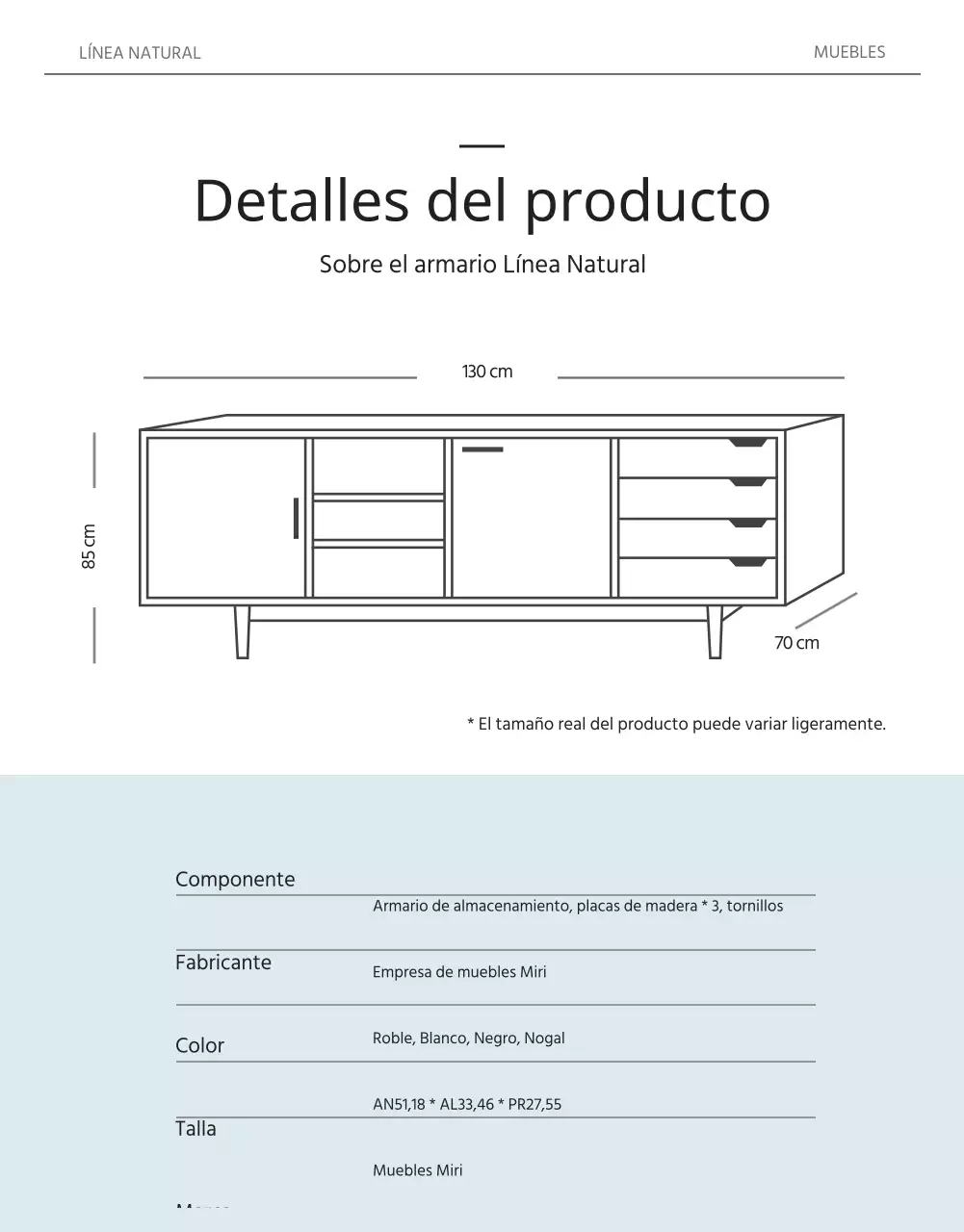 Concepto de revista en blanco y azul claro para promocionar los muebles de madera maciza