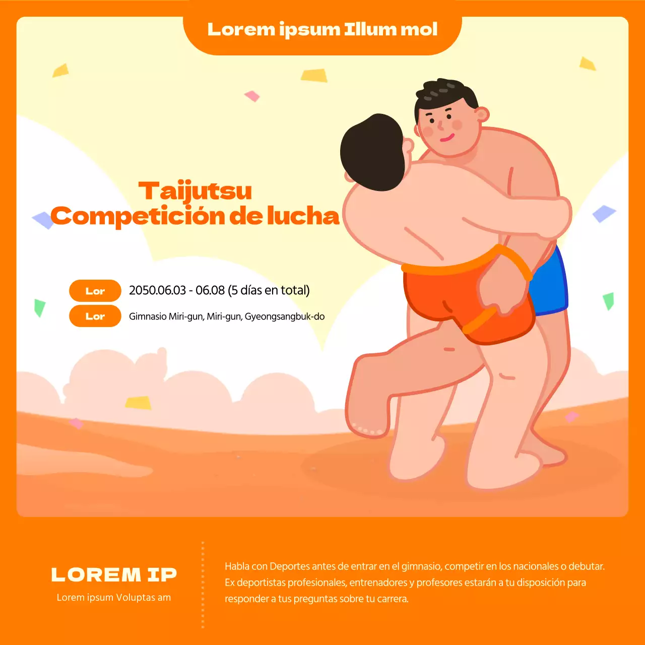 Sobre el concepto de lucha libre ilustrado en naranja