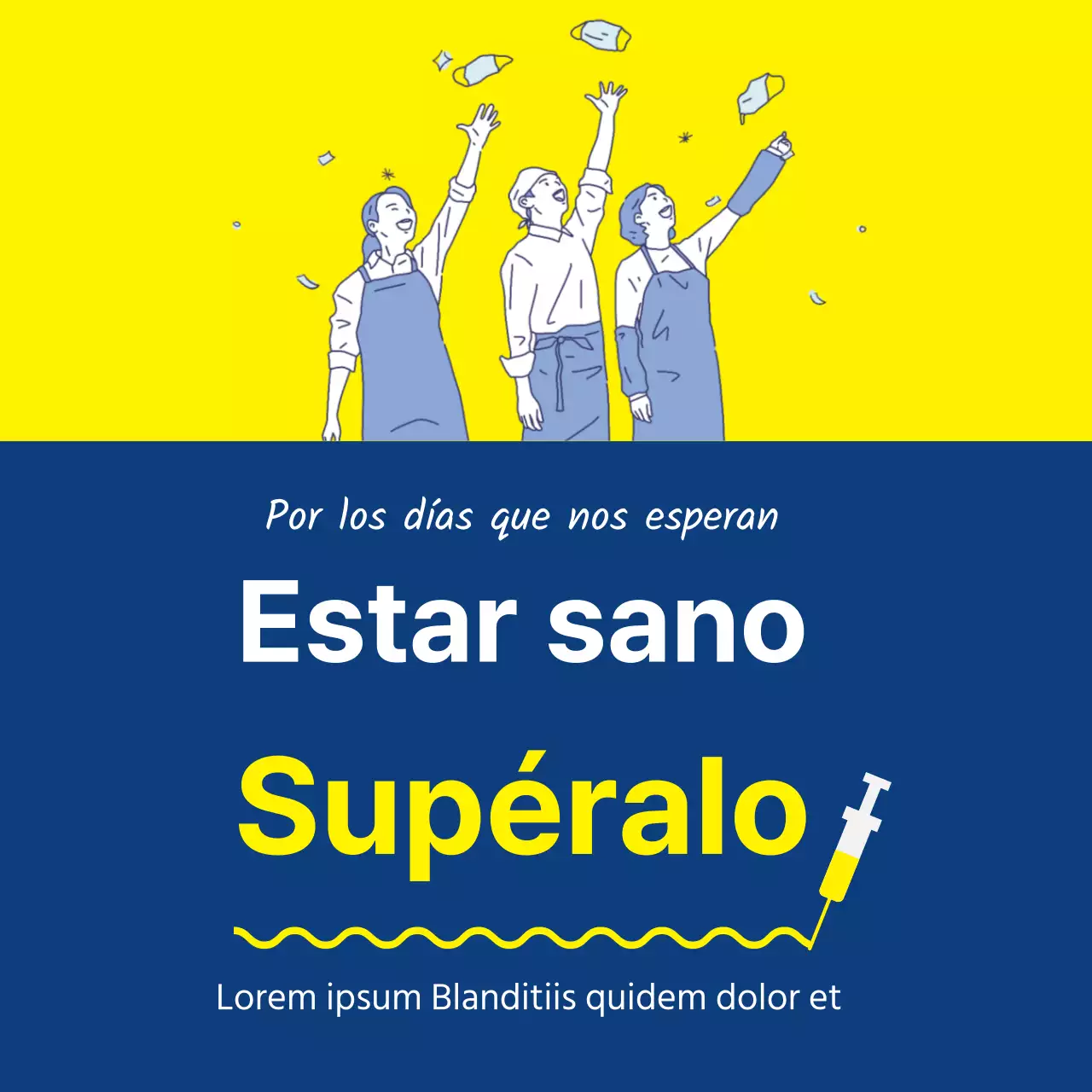 amarillo azul marino ilustración limpio corona vacuna