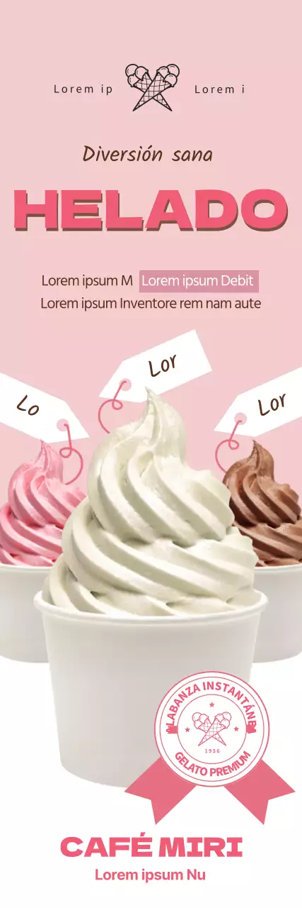 Resaltar las fotos rosas para promocionar los helados limpios