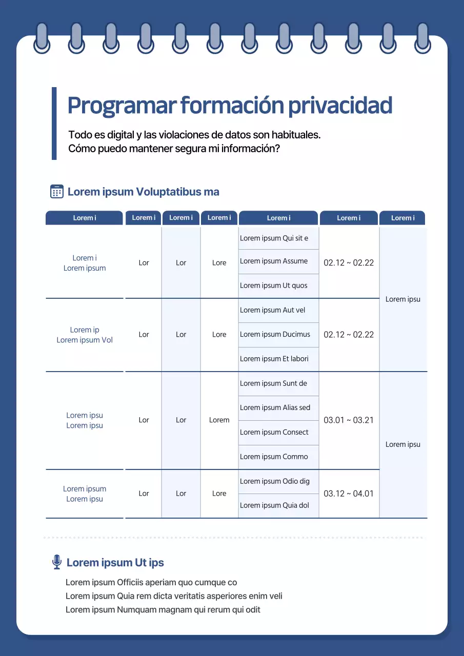 Azul Estilo de documentación del programa de formación limpio y legible