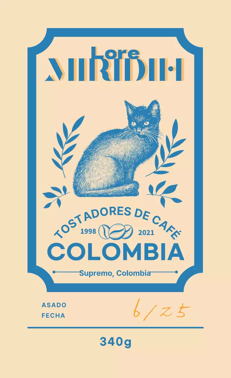 Guía de marcas y granos de café con diseño tipográfico en beige y azul2